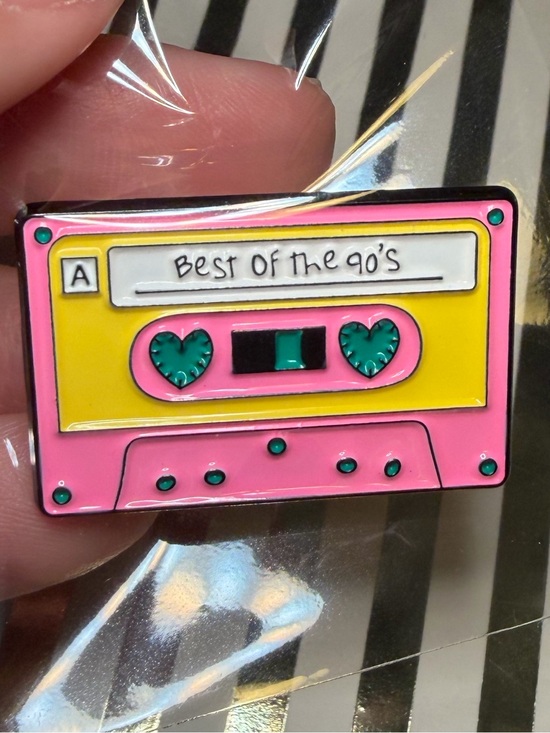 Accessories - Retro Pink & Yellow 'Best of the 90's' Cassette Enamel Pin